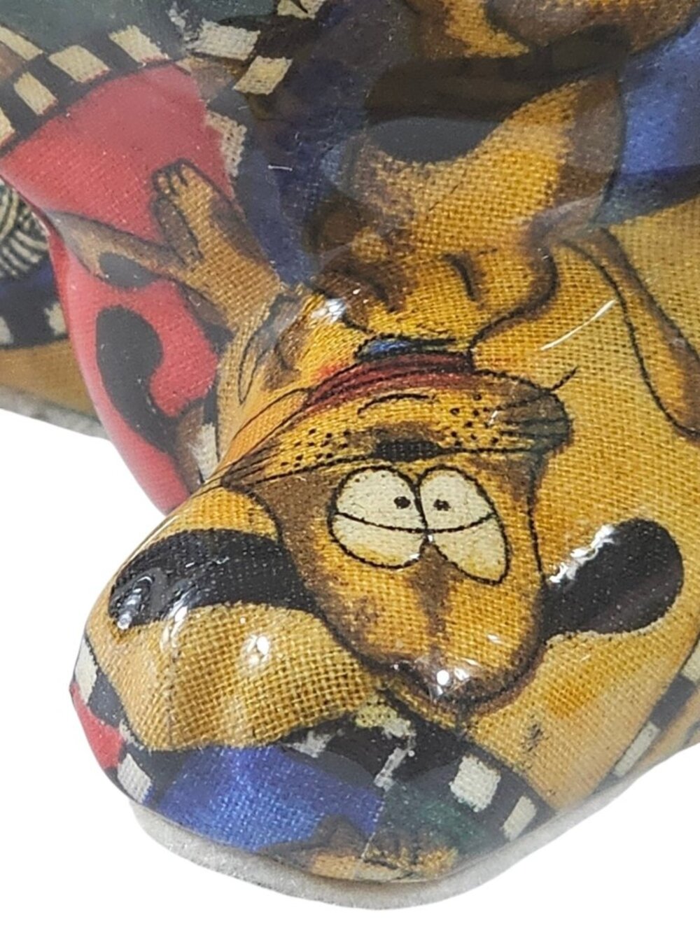 Vintage Handmade Fabric Cat Figure Folk Art Stuffed Cat Patchwork Dog Print Deco - Picture 6 of 8